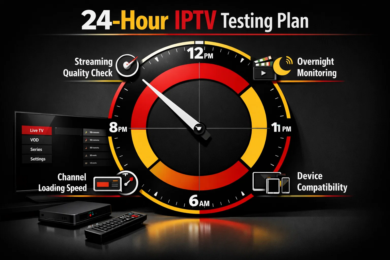 IPTV 24-Stunden-Testplan – optimaler Zeitplan um alle Funktionen in der Gratis-Phase zu prüfen
