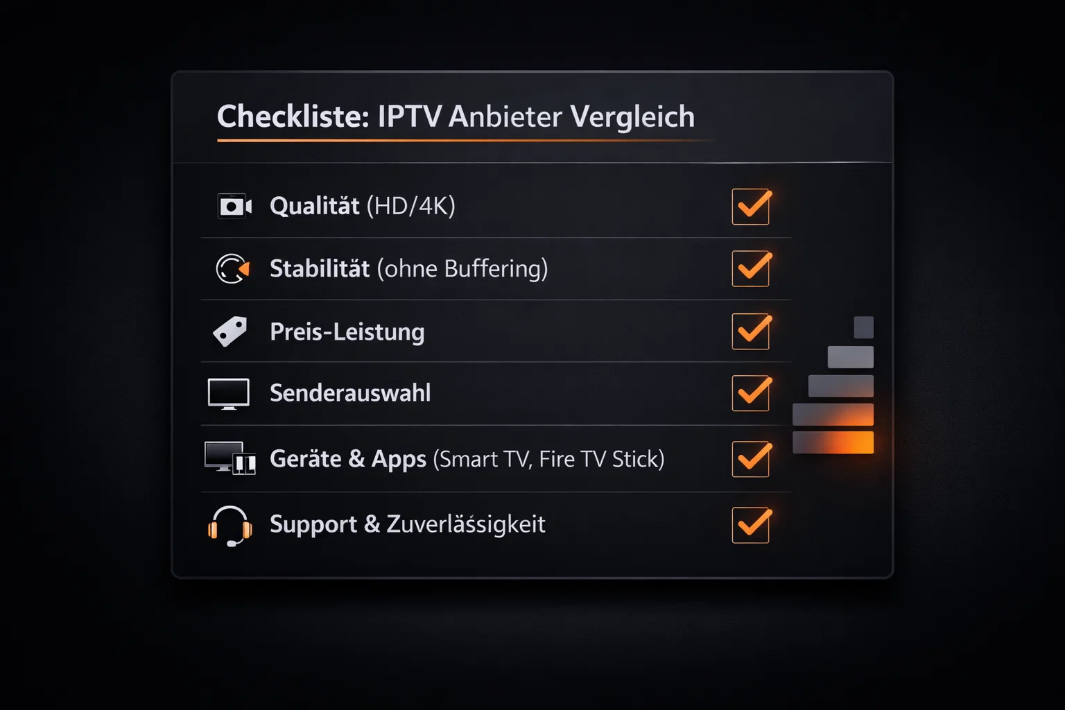 Checkliste für den IPTV Anbieter Vergleich mit Kriterien wie Qualität, Stabilität und Preis