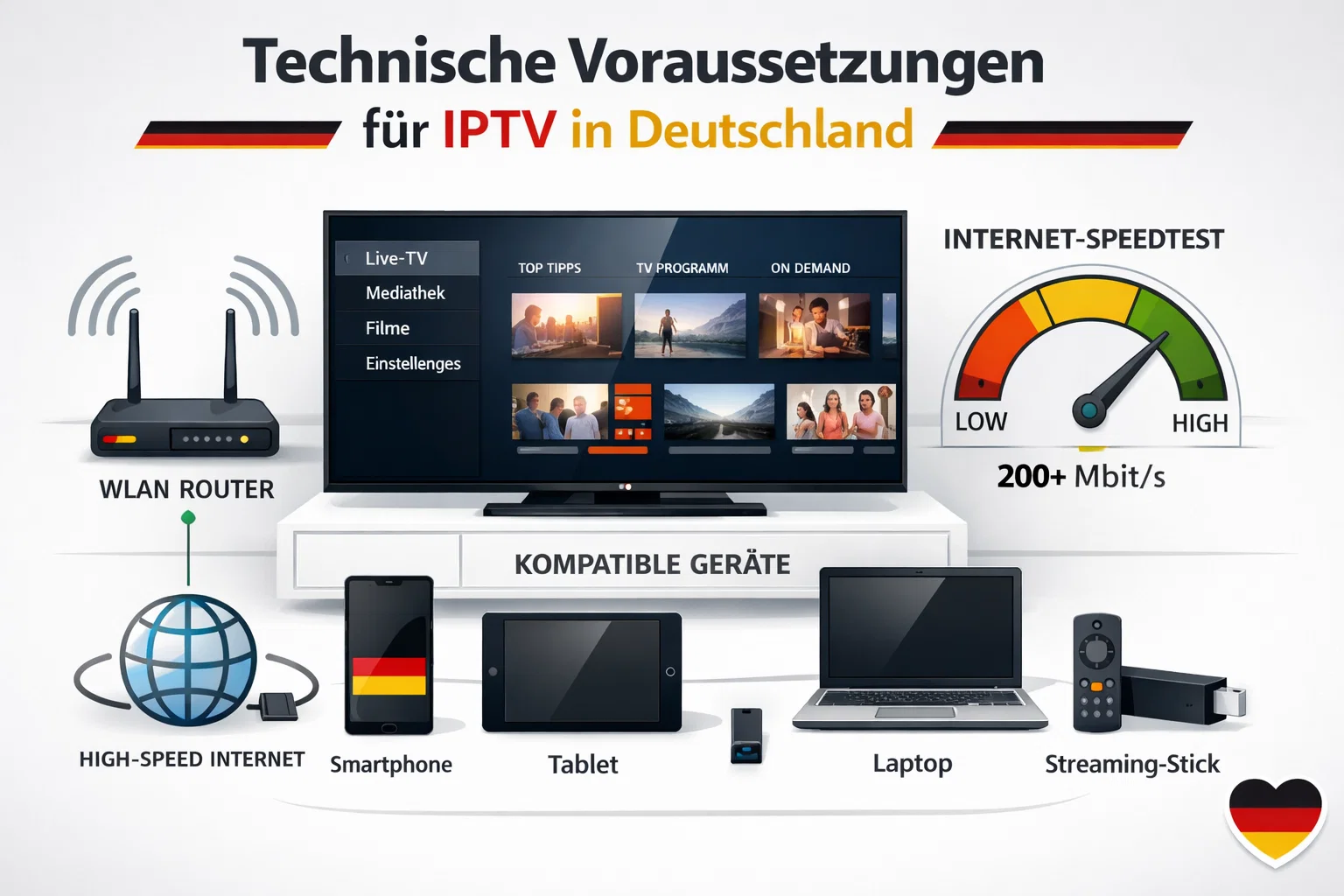 Technische Voraussetzungen für IPTV in Deutschland – Internet-Geschwindigkeit und kompatible Geräte